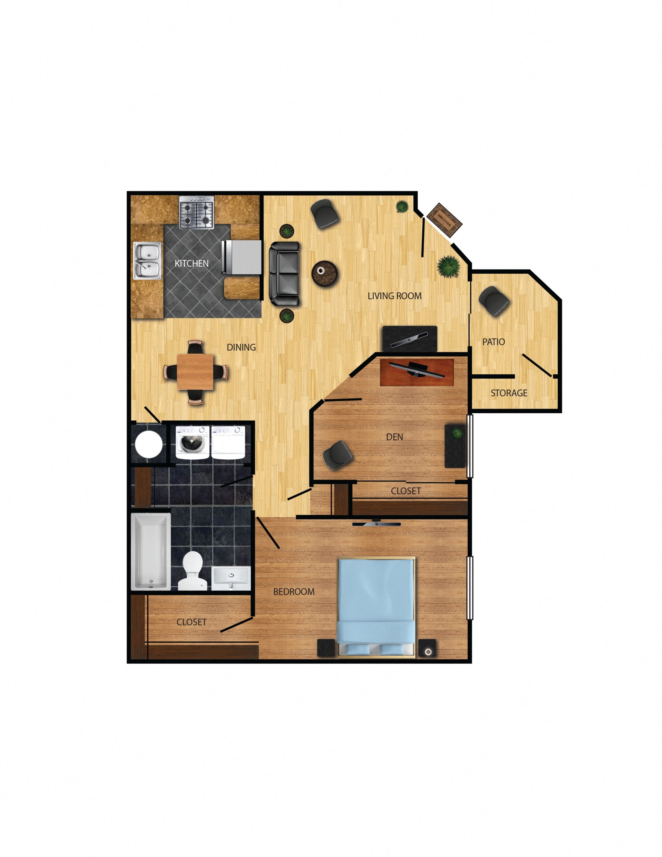 2 bedroom 1 bathroom floor plan at Crescent Ridge in Tucson, AZ